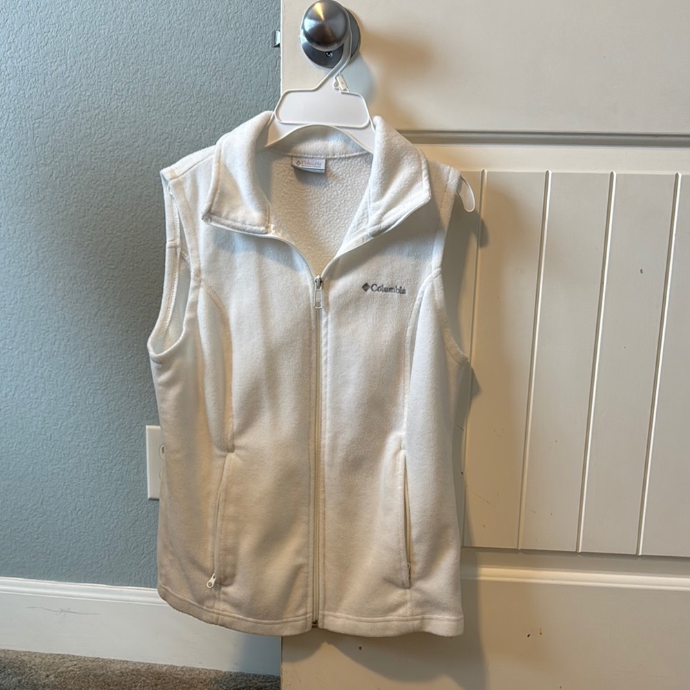 Columbia White Fleece Vest